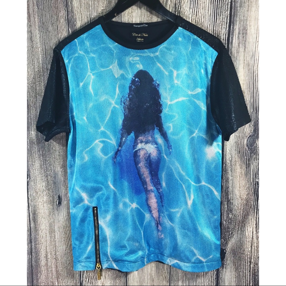 COTE DE NUITS Faux Snakeskin Pool Graphic Shirt